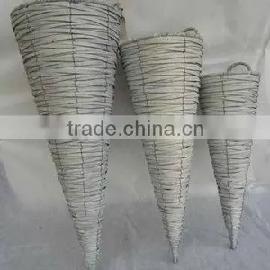 2014 Long Hanging Grey Woven Willow Garden Decoration Flowerpots thumbnail-1