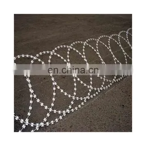 Low Price Electro Galvanized Flat Wrap Razor Barbed Wire Fencing thumbnail-1