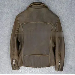 HOT SALE WASHED MEN'S GENUINE COWHIDE LEATHER JACKET 2021AW NEW FASHION thumbnail-2