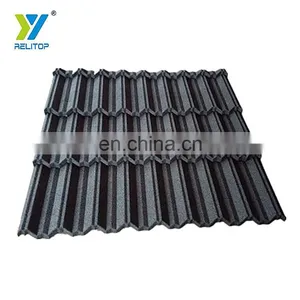 Modern Style Coffee Black Nosen Type Stone Coated Steel Roof Tile 0.3mm 0.35mm 0.4mm 0.5mm Metal Roofing Sheet thumbnail-2