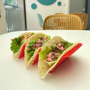 Colorful Taco Holder Taco Tray Plate With Handle Each Can Hold 2 or 3 Tacos, BPA Free PP Material, Dishwasher and Microwave Safe thumbnail-3