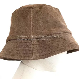 Men's and Women's Fashion Genuine Sheepskin Leather With Print Bucket Hat thumbnail-2