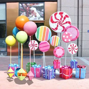 Christmas Giant Resin Candy Cane Prop Waterproof Fibreglass Lollipop Decorations for Christmas Decoration thumbnail-2