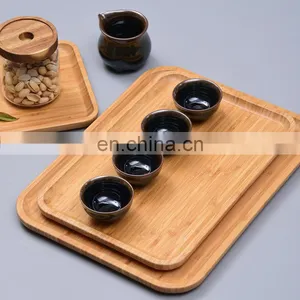 Natural Ecofriendly Round Wooden Platter Snack Food Bamboo Serving Tray thumbnail-2