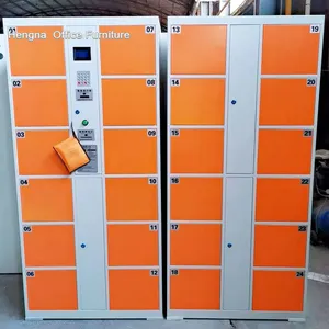 Commercial Electronic Locker With Power Backup System Orange/Yellow Color Custom 30 Door Restaurant Hotel Staff Personal Storage thumbnail-3