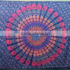 WHOLESALE MANDALA ROUND TAPESTRY WONDERFUL PRINT COTTON BEDSHEET thumbnail-1