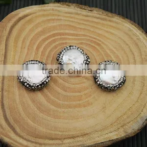 LFD-002B Finding ~ Druzy Round Shape Pearl Pave Rhinestone Connectors Spacer Beads Jewelry Making thumbnail-3