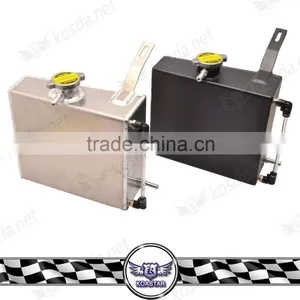 Universal 2JZ Polished Aluminum Black Radiator Coolant Overflow Tank Reservoir Kit thumbnail-3