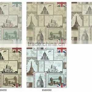 Stock Printing Vinyl Wallpaper, English Architectural Wall Paper for Children , Strippable Wall Paper Sample thumbnail-3