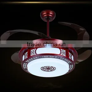 42''Modern White Round Shaped Led Ceiling Fan, Foldable Blades thumbnail-4