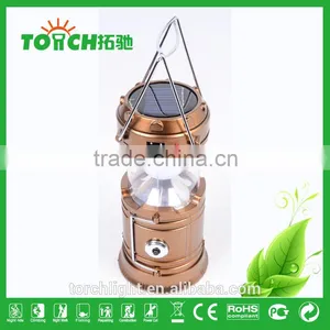 New Design Solar Lantern Outdoor Camping Light Golden Color Rechargeable Camp Lamp Torch Multifunctional Torch thumbnail-1