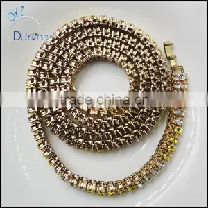 New Fashion Hip Hop Cuban Plated Gold Fake Diamond Necklace thumbnail-2