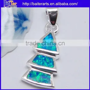 Hot !!! Created White Fire Opal Inlay Pendant 925 Sterling Silver Semi Precious Stone Pendants Wholesale thumbnail-3