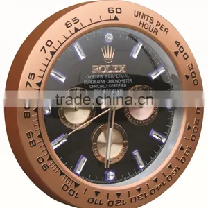 Home Large Diamonds Rose Gold Metal Decorative Shape Wall Mounted Clock thumbnail-1