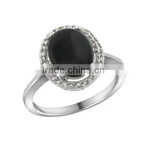 925 Sterling Silver Natural Black Onyx Ring thumbnail-1