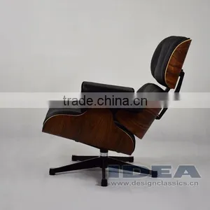 Replica Charles Lounge Chair Palisander Shell Black Leather thumbnail-2