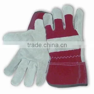Double Palm Grey Cowhide Split Leather Working Gloves thumbnail-3