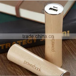 Wooden Material Cylindrical Shape 2600mAh Mobile Powerbank Charger With Laser Engraving Logo as Premium Promotion Gift thumbnail-3