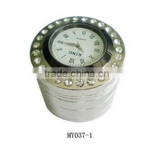 Round Metal Cigarette Grinder With Watch thumbnail-1