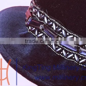 Womens Royal Blue Velvet Bridal Hats thumbnail-5