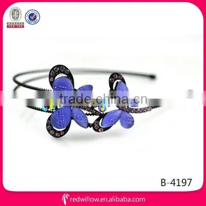 Western Popular Fancy Blue Crystal Headband With Butterfly thumbnail-1