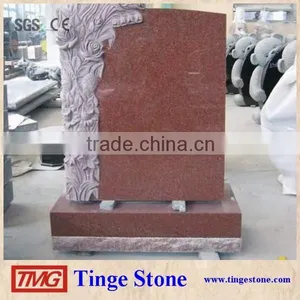 Indian Red Granite Memorial Monuments Carved Rose Pattern thumbnail-1