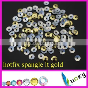 2014 NEW Design Fashion Hot Fix Hologram Spangle Sequin Gold 3mm Middle Hole thumbnail-1