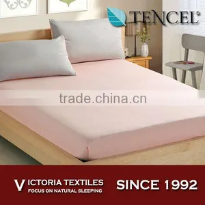 Luxury Solid Color Tencel Bed Fitted Sheet With Pillowcases All Sizes thumbnail-2