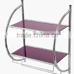 D Type 2 Tier Metal Wall Towel Bathroom Rack Purple thumbnail-1