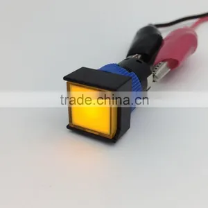 Plastic Switch Square 16mm Push Button Micro On/off Switch Orange Led thumbnail-1