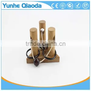 Triple Post Trouble String Puzzle KINGOU 4 Pack Classical Wooden Puzzle Set Solution Rope Central Brain Teaser for Adults Game thumbnail-4