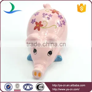 Cute Pink Hand Painted Ceramic Pig Modern Home Decor thumbnail-3
