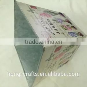 2016 Lavender Design Paper Decal Metal Square Flower Pot for Garden thumbnail-3