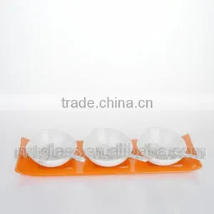 Cute Eco-friendly White Restaurant Italian Ceramic Plates Dishes With Orange Holder thumbnail-1
