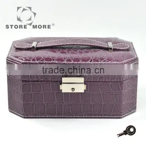 Purple Small Portable Travel Leather Jewelry Box, Gift for Wedding & Party thumbnail-1