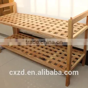 High Quality Simple Design Two-tier Walnut Shoe Rack thumbnail-1