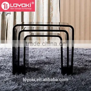 New Design High Gloss Set of 3 Nest Table MDF Wood Side Table Living Room Coffee Table thumbnail-4