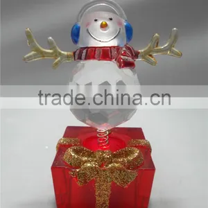 Electronic LED Light Acrylic Happy Round Snowman Figurines Toys for Kids thumbnail-4