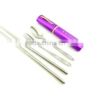 Portable Stainless Steel Chopsticks Spoon Fork Travel Camping Dinnerware Sets, Cookware Tableware Gifts- for Kids thumbnail-1