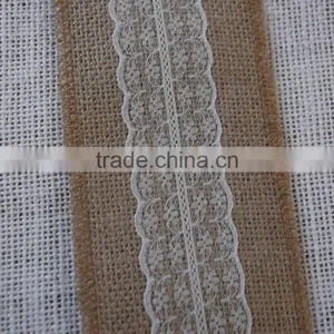 3''*3y Burlap Ribbon With Lace 100% Natural Jute thumbnail-2