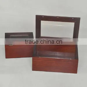 Factory Price Wooden Tea Box With Glass Top, Glass Lid Wooden Tea Box, Handmade Wooden Tea Box thumbnail-5