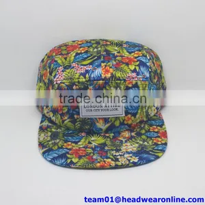 Custom Pattern Printed 5 Panel Hat Camp Cap With Patch Tag thumbnail-1