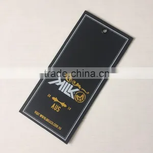 2017 Custom High Quality Black Cardboard Paper Hang Tags With Gold Stamping Logo thumbnail-2