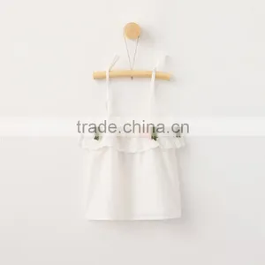 2017 Wholesale High Quality Girls Spaghetti Strap Vest With Embroidered Lace Layer Frill thumbnail-1