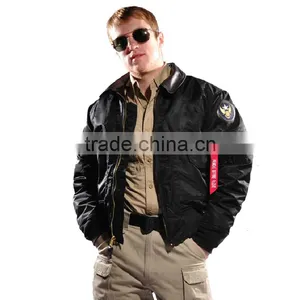 Seibertron 45P Leather Collar Flight Jacket Men's Navy Jacket Coat Pilot Jacket thumbnail-1