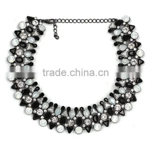 Fashion New Design White/black Opal Gem Choker Necklace for Women Big Brand Jewelry thumbnail-3