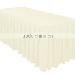 21ft Accordion Pleat Polyester Table Skirt Ivory thumbnail-1