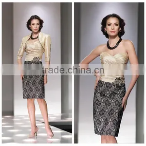 Formal Two Color Combine Evening Lace Casual Dress for Women thumbnail-1
