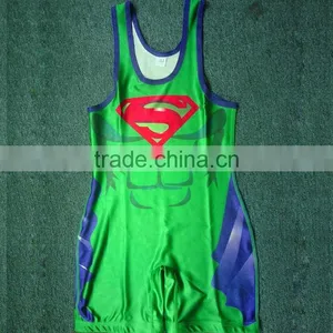 China Factory Cheap Sublimated Custom Wrestling Singlets thumbnail-2