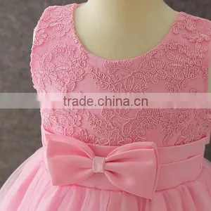 2017 Girls Dresses Children Frocks Designs Pink Lovely Bow-knot Vietnam 1 Year Baby Girl Dresses Images First Communion Dresses thumbnail-4